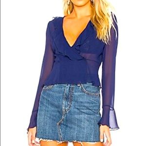 Navy blue chiffon About Us Top